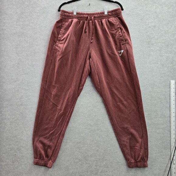 Gymshark Men Activewear Pants L Red Sweatpants Logo 29" Inseam - Picture 1 of 13